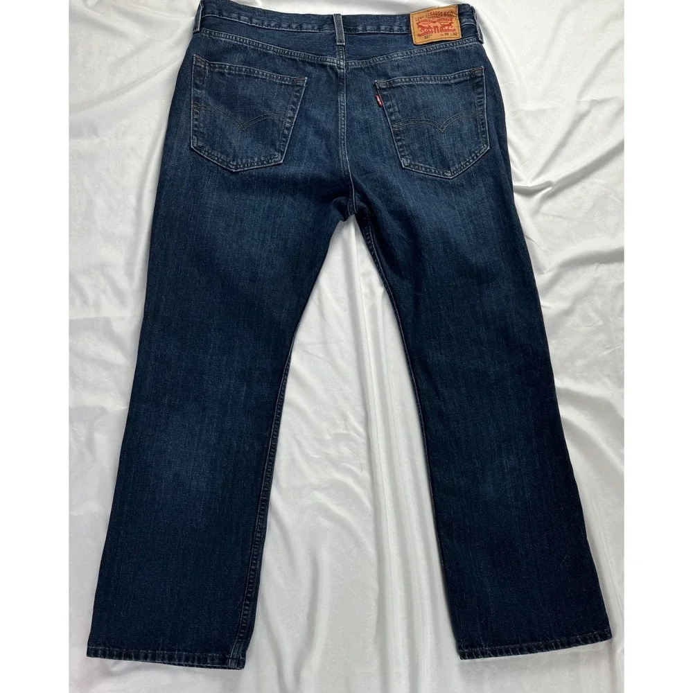 Levis 527 Slim Bootcut Jeans Mens 36x32 Dark Wash Indigo Blue Denim  western